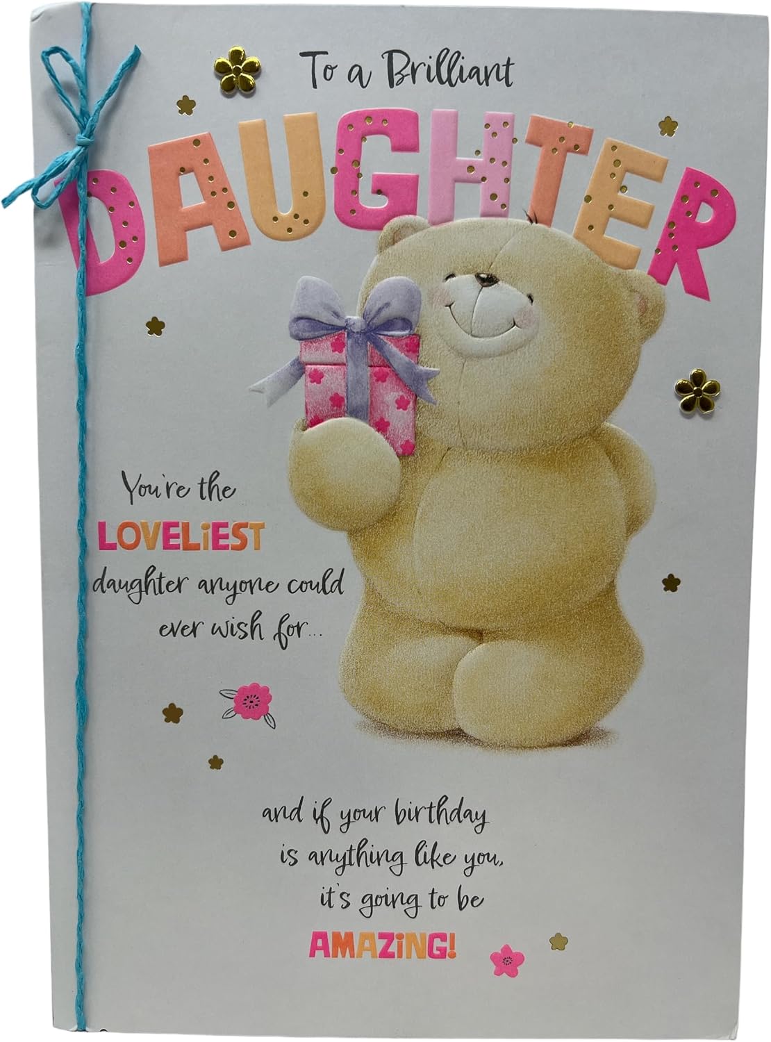 Forever Friends Bear With Gift Design Daughter Birthday Card