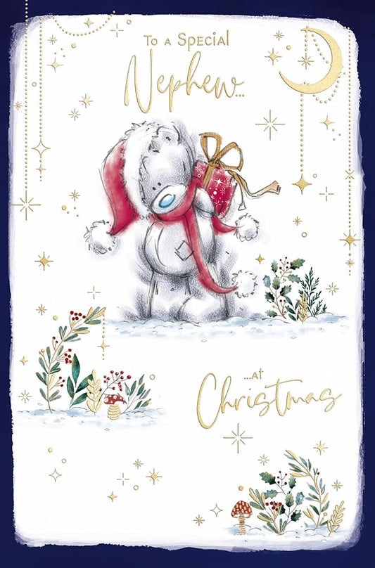 Bear With Gift Special Nephew Christmas Card