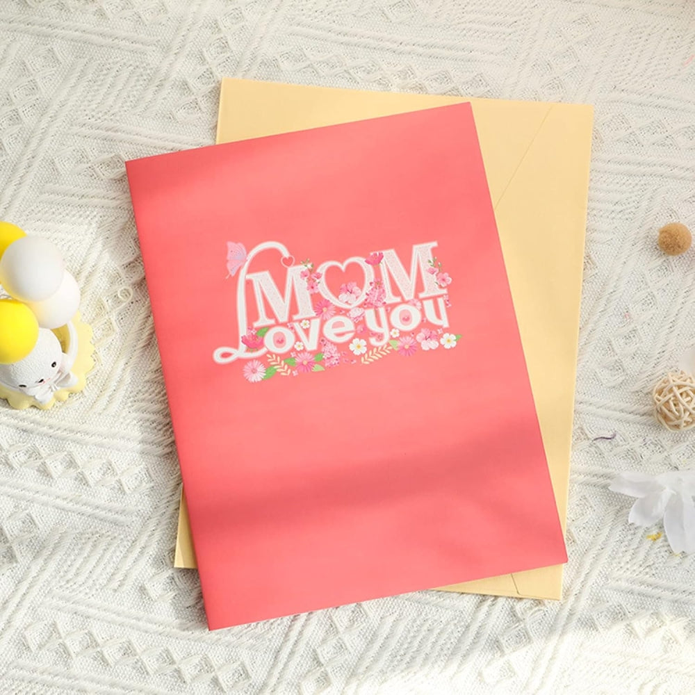 MOM Love You 3D Pop Up Greeting Card - Mother's Day Birthday