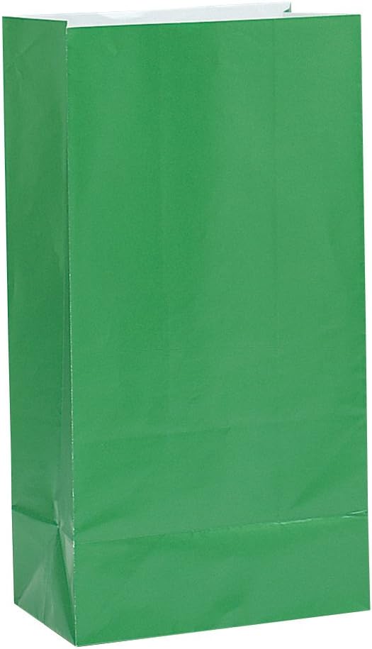 Pack of 12 Forest Green Paper Party Bags