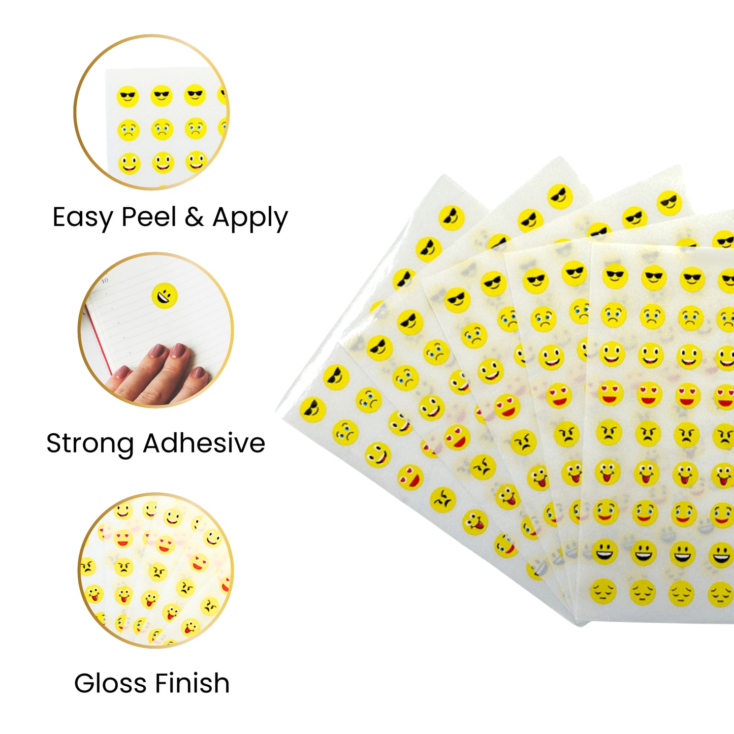 Pack of 1890 Smile Face 8mm Self Adhesive Labels