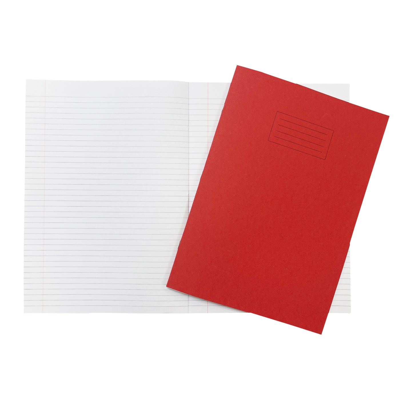 Pack of 50 Janrax A4+ Red 48 Page Feint Ruled and Margin Exercise Books WF Paper with 225gsm Manilla Cover 240x340mm Workbook