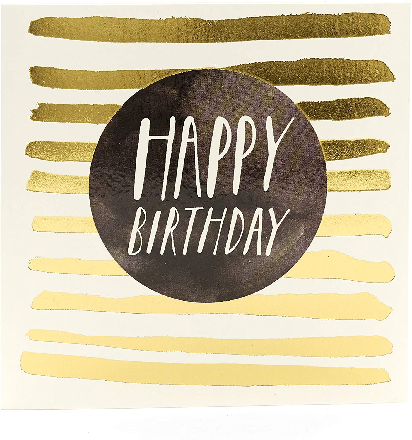 Happy Birthday Card Metallic Gold Stripes
