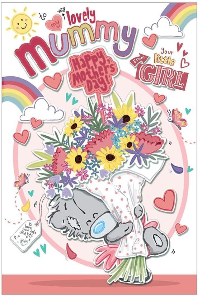 Lovely Mummy Bear With Flowers Design Mother's Day Card From Little Girl