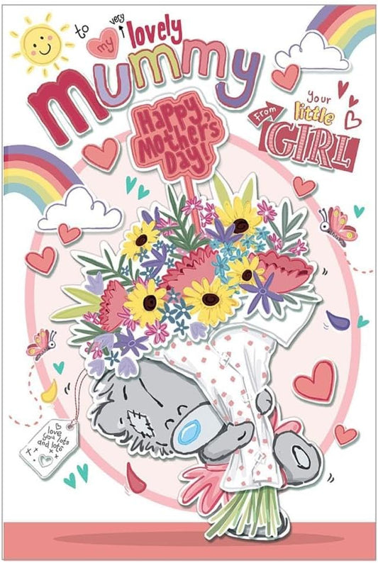 Lovely Mummy Bear With Flowers Design Mother's Day Card From Little Girl