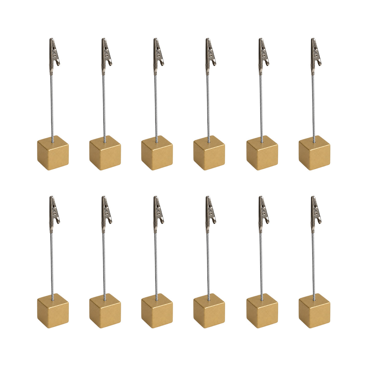Pack of 12 Photo Holder Clips with Square Gold Coloured Resin Base