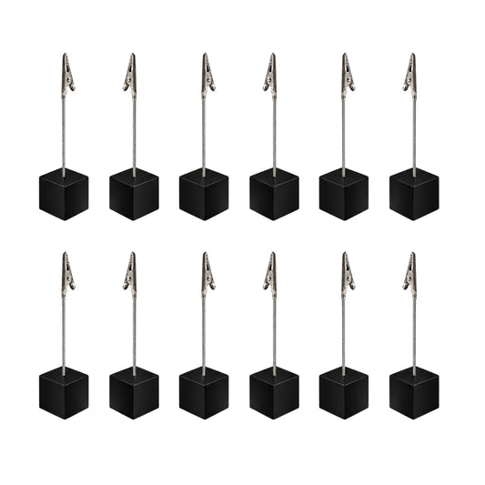 Pack of 12 Photo Holder Clips with Square Black Coloured Resin Base