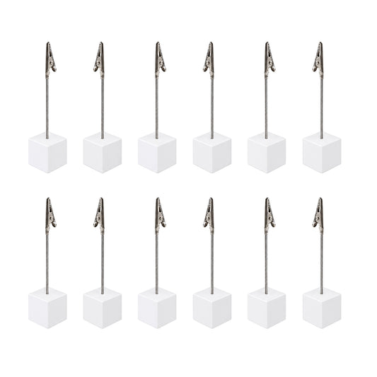 Pack of 12 Photo Holder Clips with Square White Coloured Resin Base