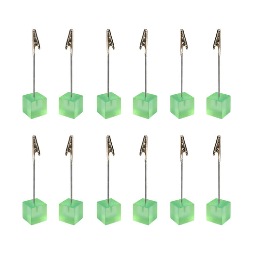 Pack of 12 Photo Holder Clips with Square Light Green Coloured Resin Base