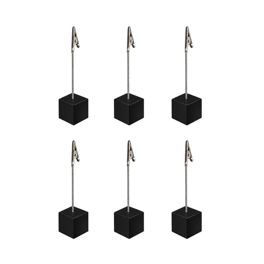 Pack of 6 Photo Holder Clips with Square Black Coloured Resin Base