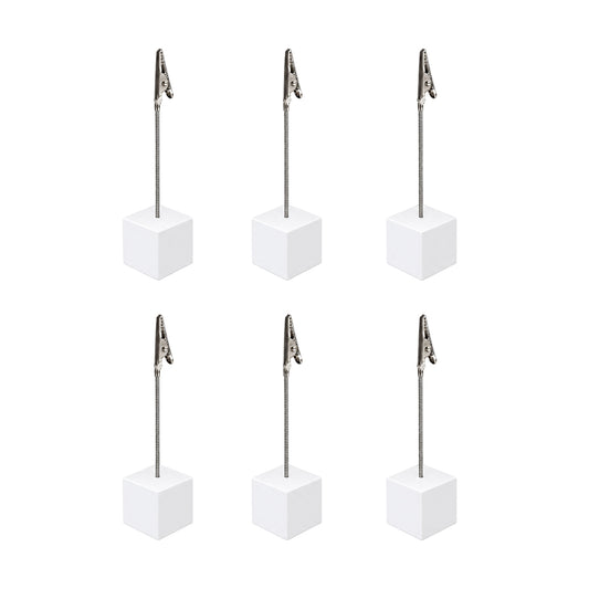Pack of 6 Photo Holder Clips with Square White Coloured Resin Base