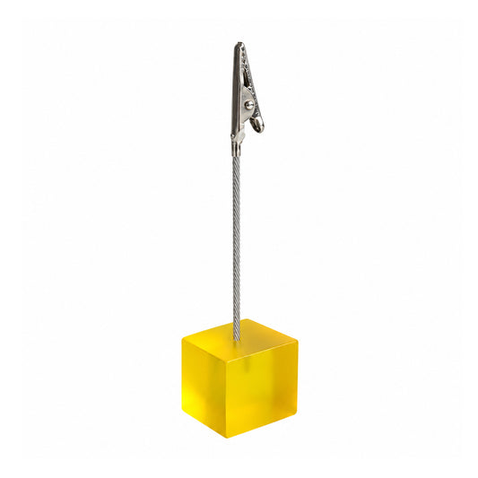 Photo Holder Clip with Square Yellow Coloured Resin Base