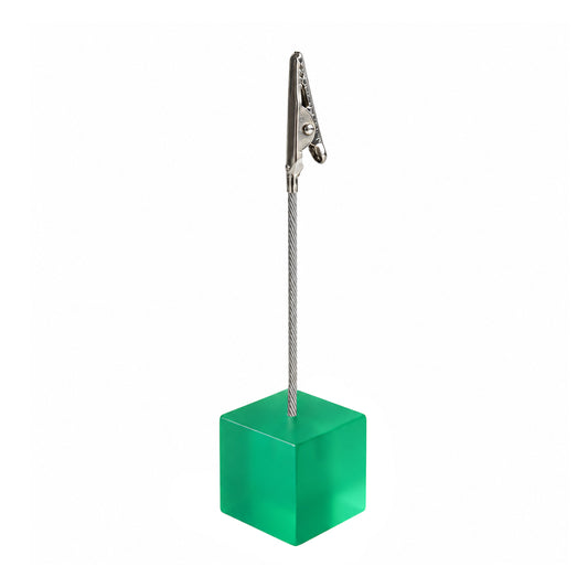 Photo Holder Clip with Square Cyan Green Coloured Resin Base