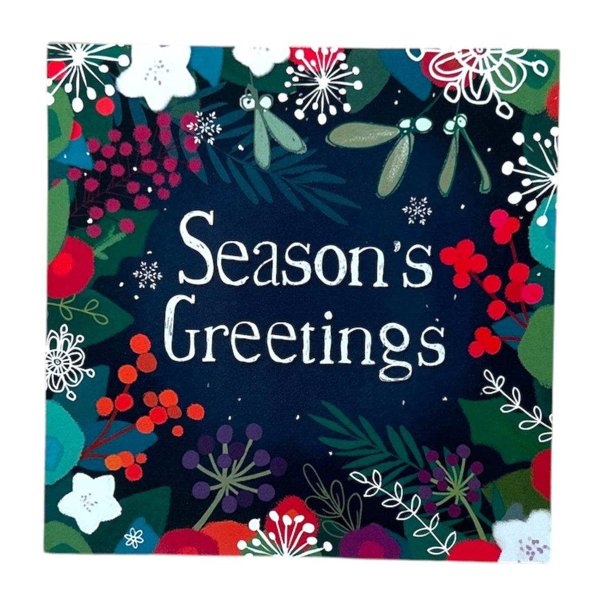 Flowers Design Season's Greetings Pack of 8 Christmas Cards 