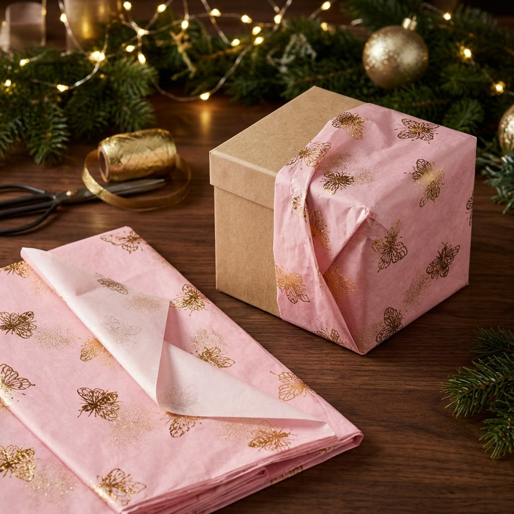Pack of 5 Honeybees Toss Design 50 x 70 cm Luxury Gold Foil Tissue Sheets - Summer, Spring, Birthday Celebration