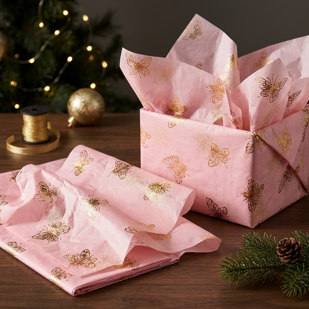 Pack of 5 Honeybees Toss Design 50 x 70 cm Luxury Gold Foil Tissue Sheets - Summer, Spring, Birthday Celebration
