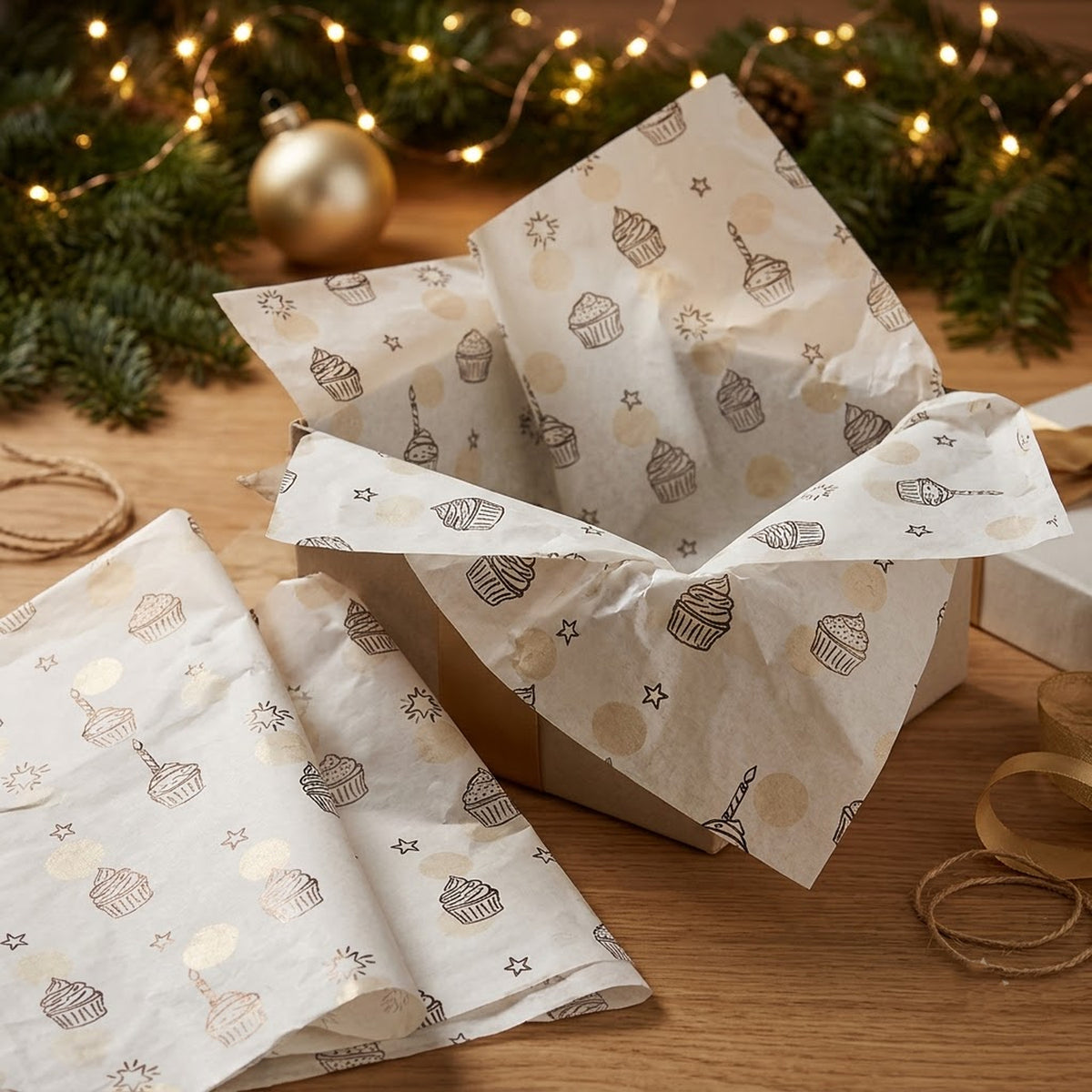 Pack of 5 Sweet Celebration Design 50 x 70 cm Luxury Silver Foil Tissue Sheets - Birthday, Cake