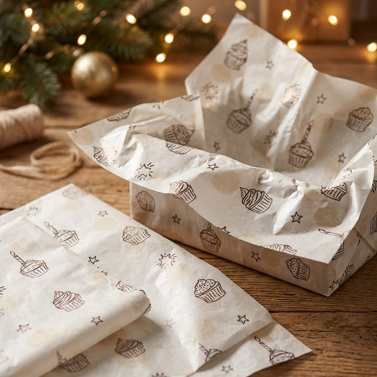 Pack of 5 Sweet Celebration Design 50 x 70 cm Luxury Silver Foil Tissue Sheets - Birthday, Cake