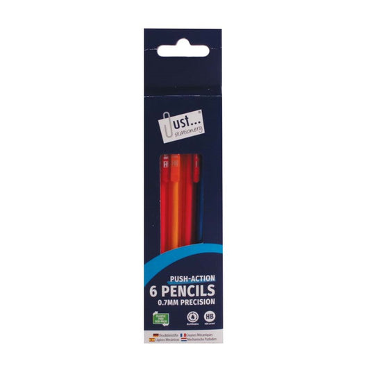Just Stationery Mechanical Pencil with Eraser (Pack of 6)