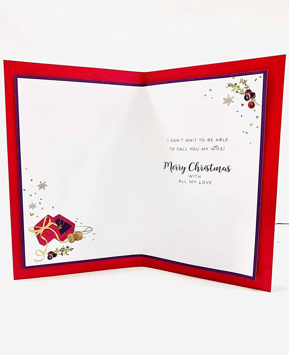 Fiancée Christmas Card Champagne Glasses 