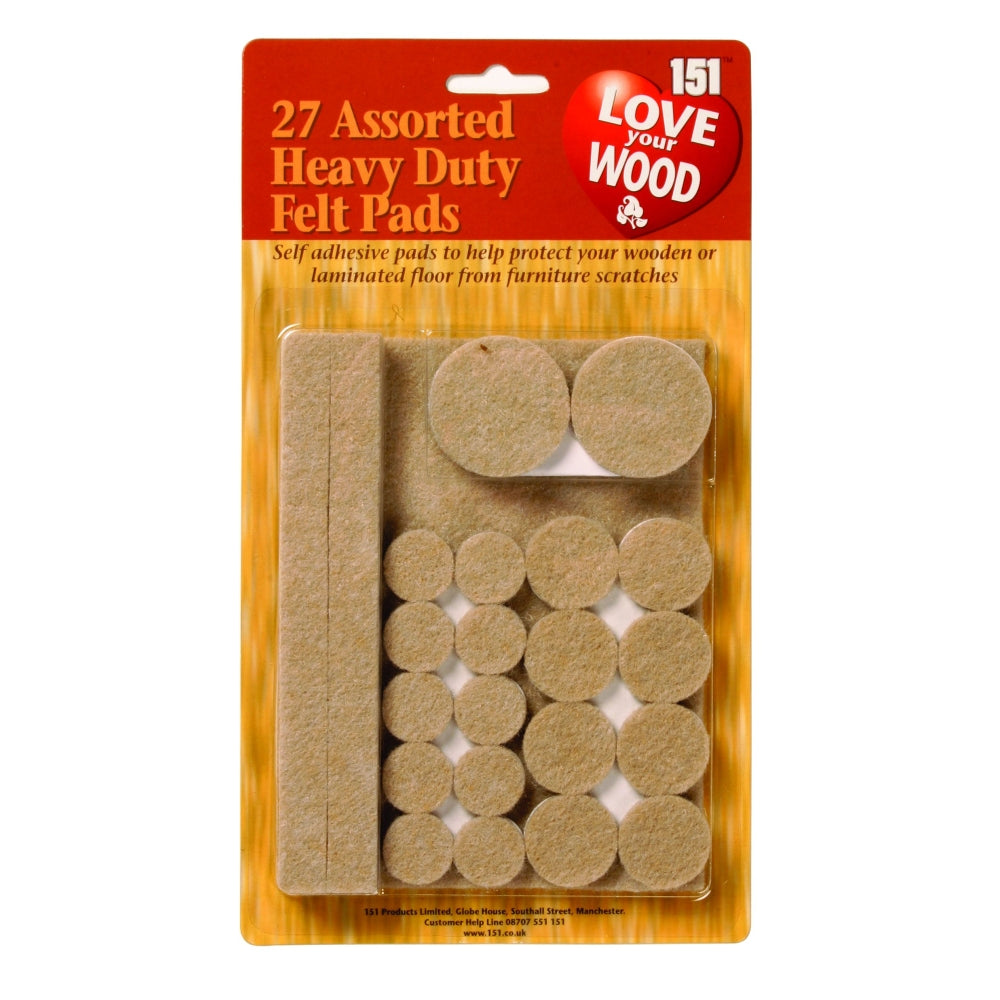 Assorted Heavy Duty Self Adhesive Felt Pads (27 Pack)