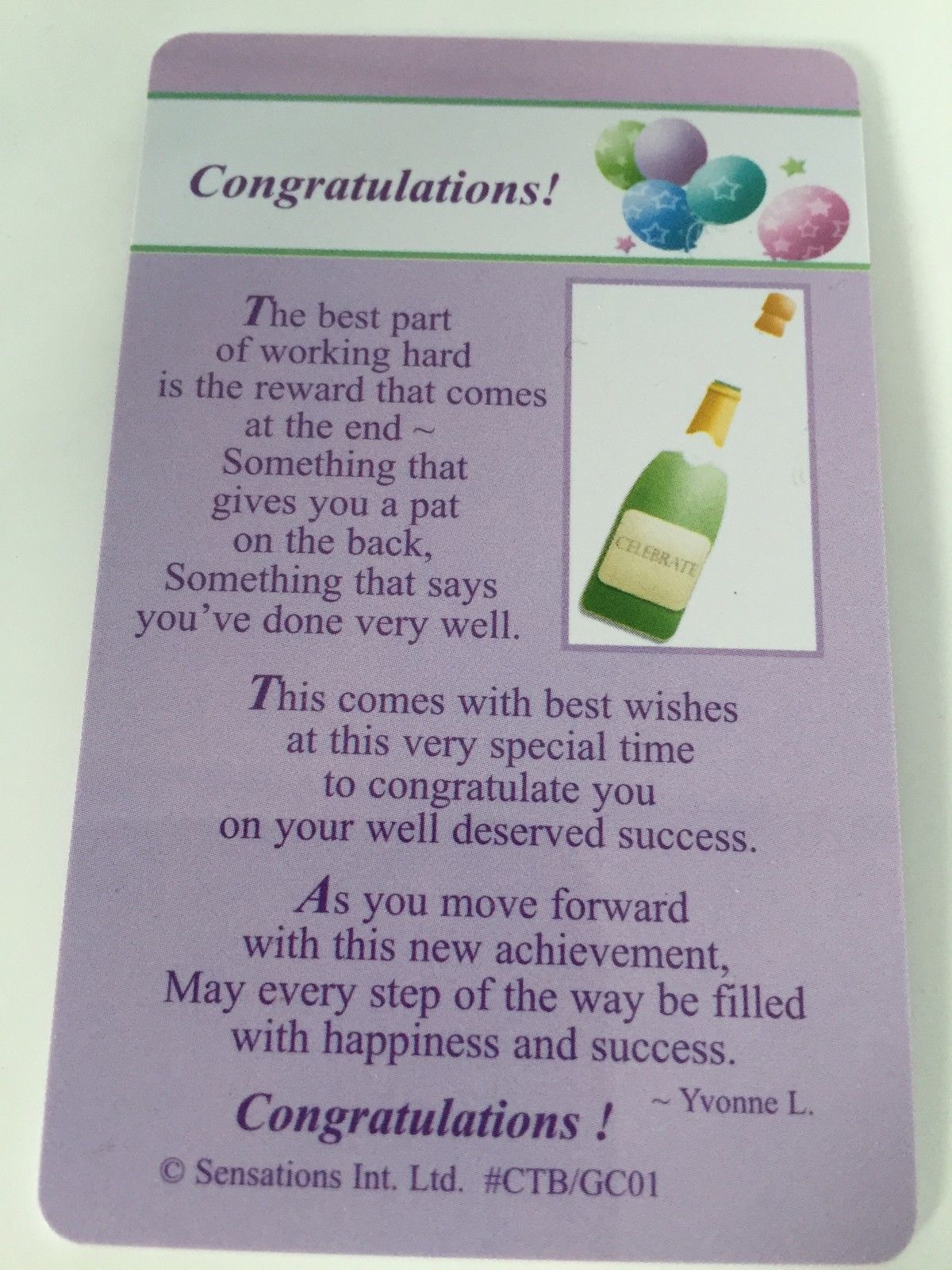 Congratulations... (Sentimental Keepsake Wallet / Purse Card)