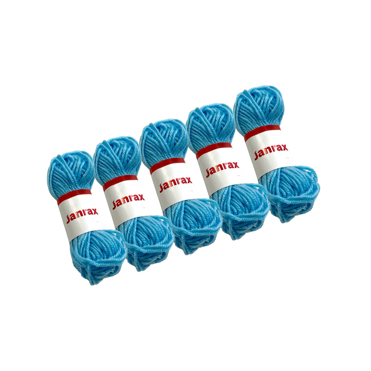 Pack of 5 Light Blue Acrylic Yarn Rolls – 10g each, 4 Strand 8 Ply Knitting Wool