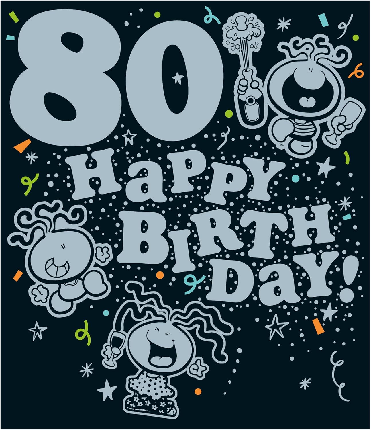 Characters and Lettering 80th Birthday Card