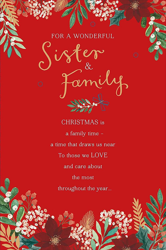 Wonderful Sister & Family Traditional Christmas Card