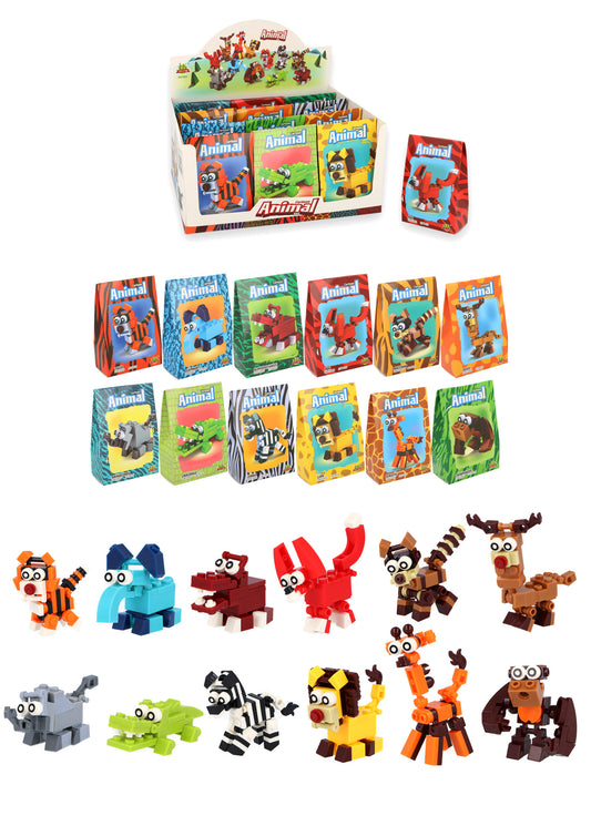 Jungle Animal Lego Block Kits - Mini Bricks Set Construction Toy Birthday Favours Loot Bag Fillers