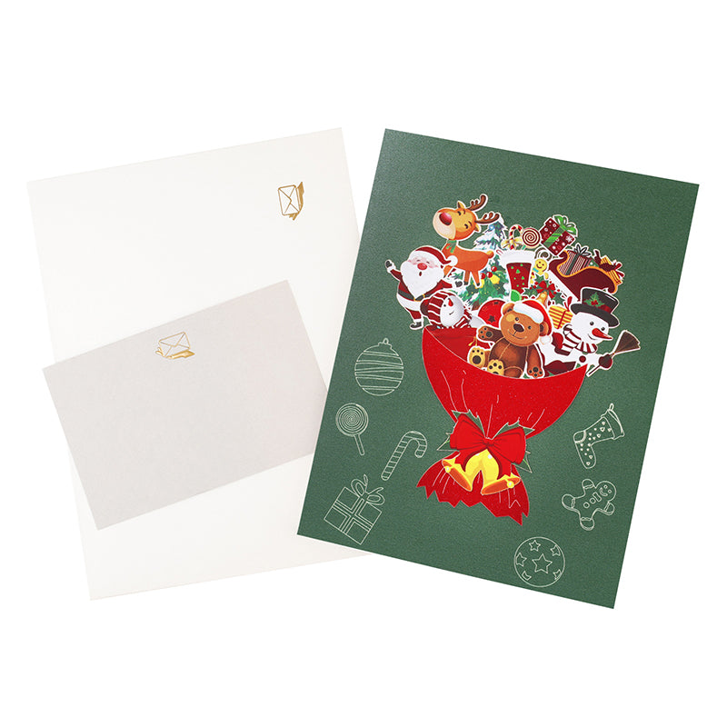 Santa & Holiday Icons Festive 3D Pop Up Christmas Card