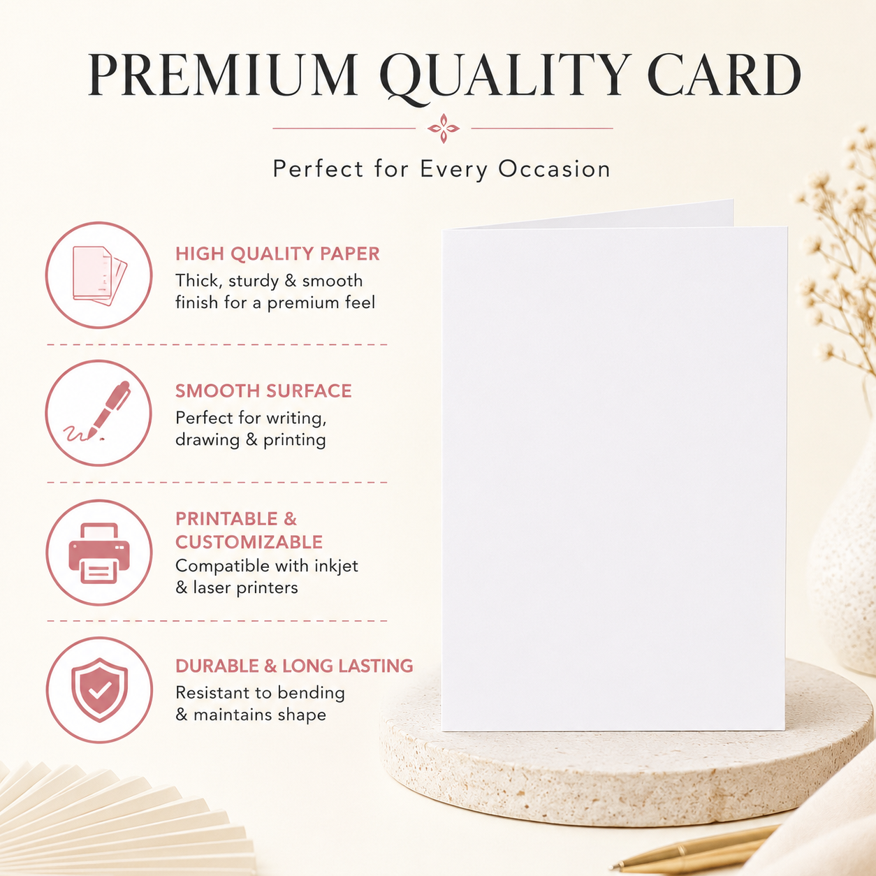Pack of 5 A4 Blank White 260gsm Greeting Cards – Design Your Own Cards