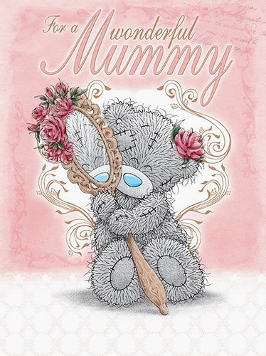 For A Wonderful Mummy Tatty Teddy With Floral Mirror Mother's Day Card