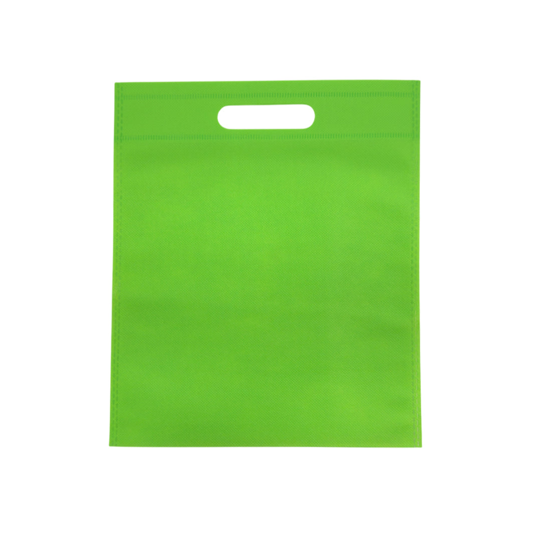 Pack of 100 Light Green Coloured 30x25cm Non-Woven Patch Handle Bags