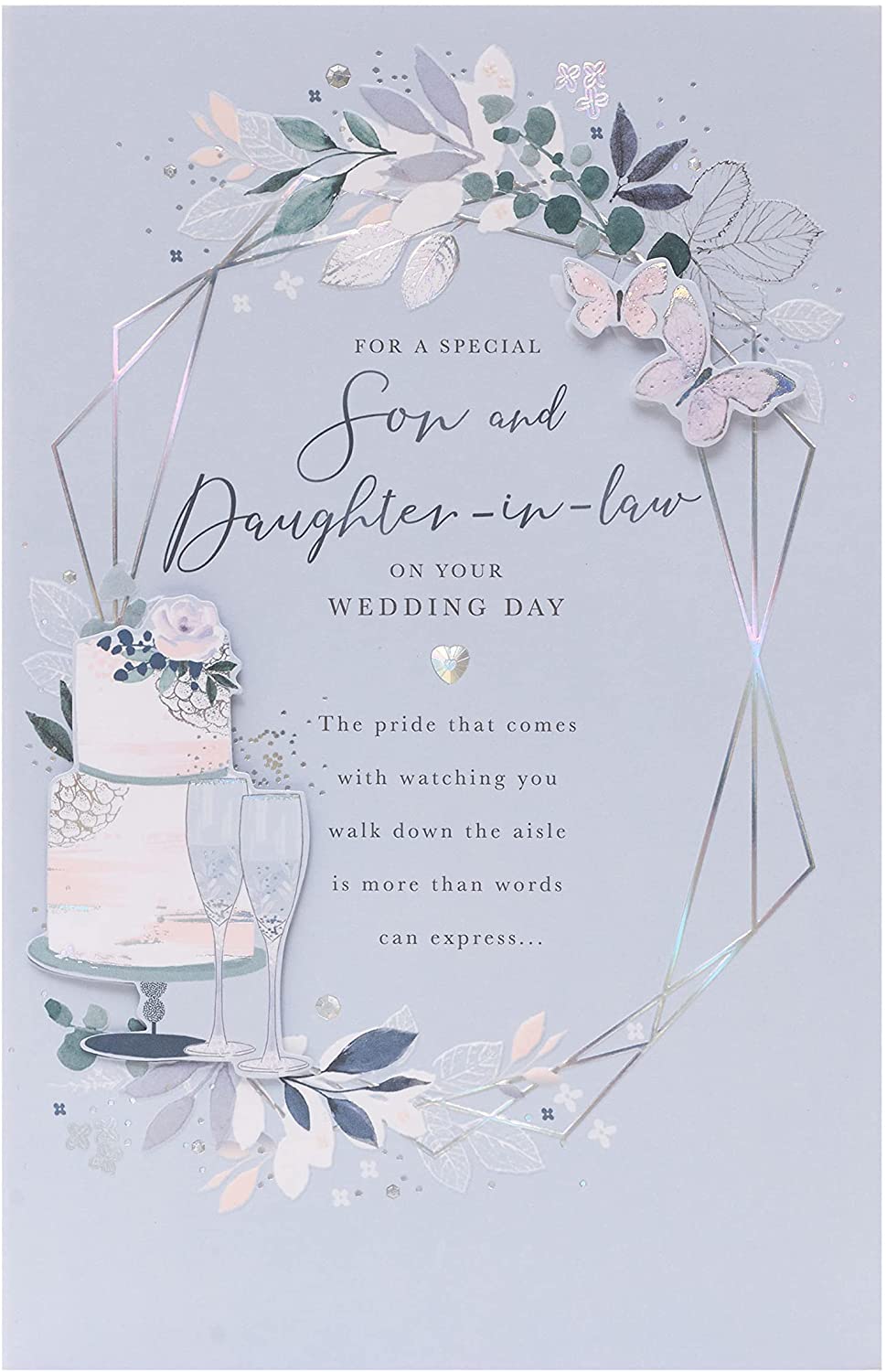 Contemporary Wedding Day Card for Son & Daughter in Law