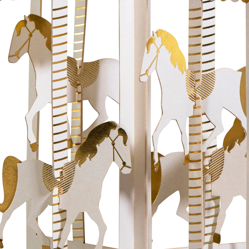 Pop Up 3D Vintage Carousel Greeting Card Paper Fables