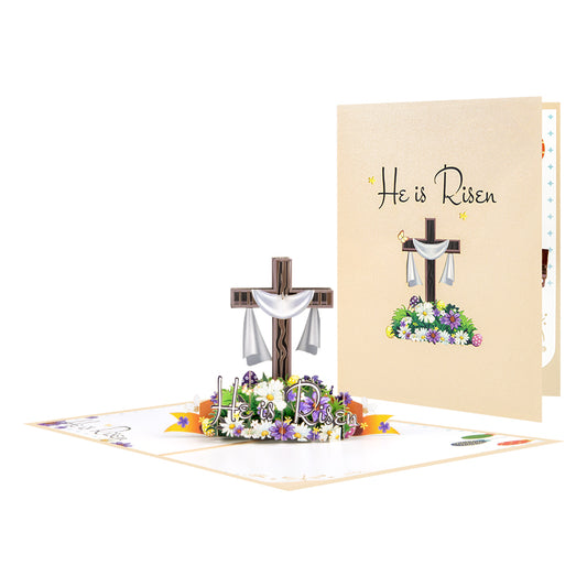“He Is Risen” Religious Easter Pop Up Card