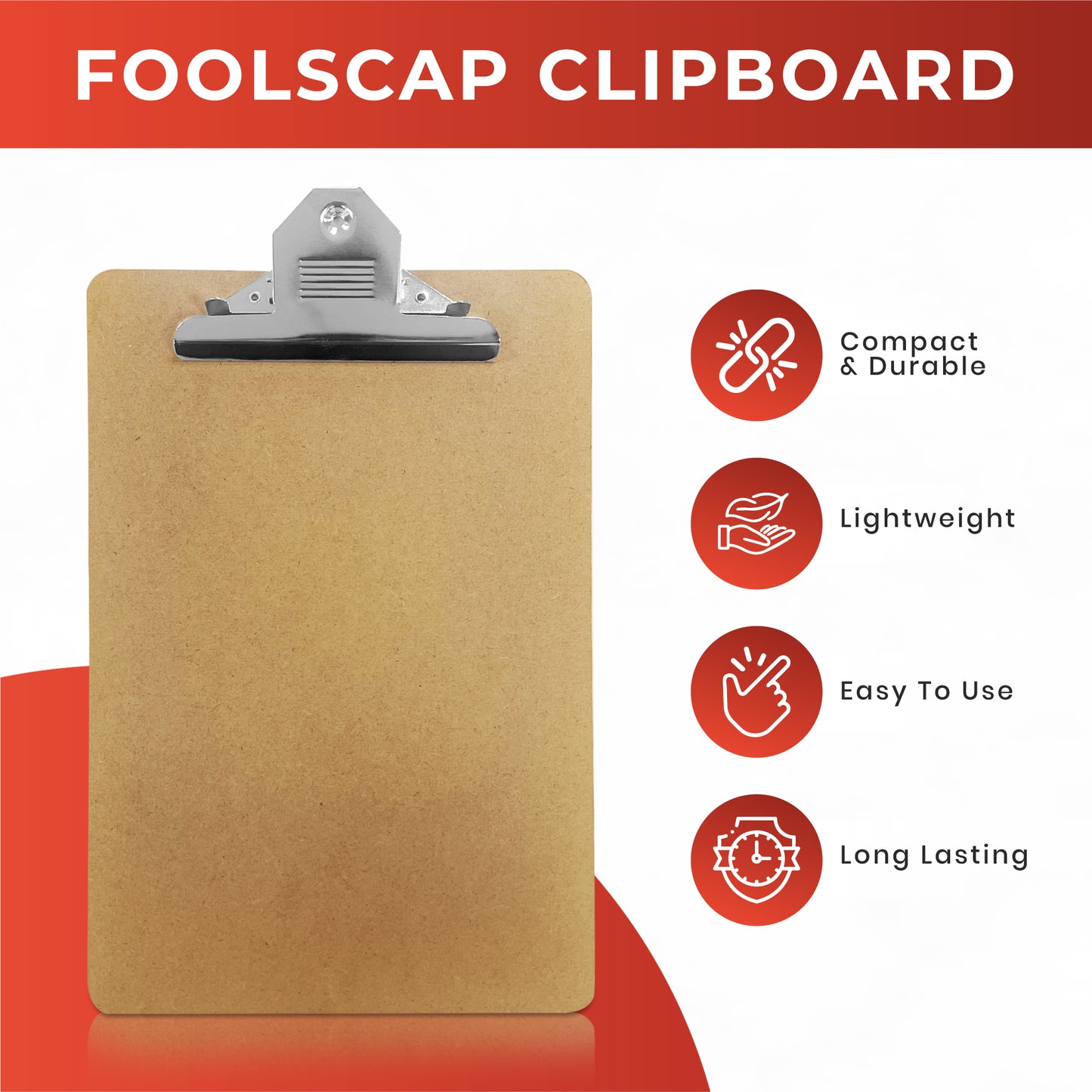 Pack of 48 Janrax Foolscap MDF Clipboard with Butterfly Clip (A4 Plus)