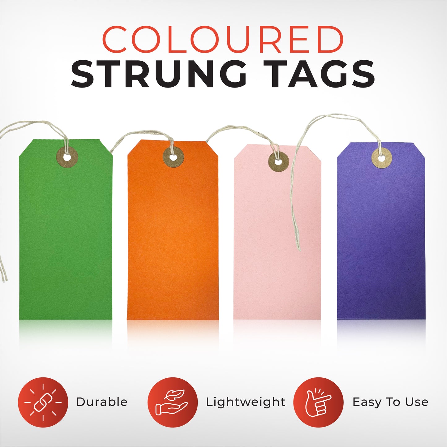 Pack of 100 Red Strung Tags 120mm x 60mm