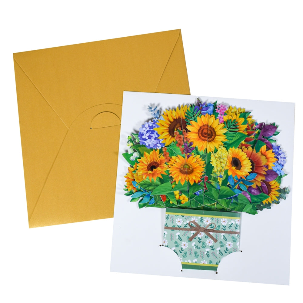 Sunflowers Sunshine Bloom 3D Pop-Up Greeting Card - Mother's Day Thank You Birthday