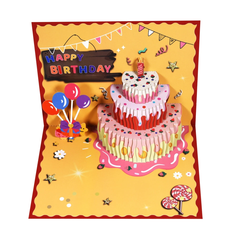 Strawberry Birthday Cake 3D Pop Up Greeting Card