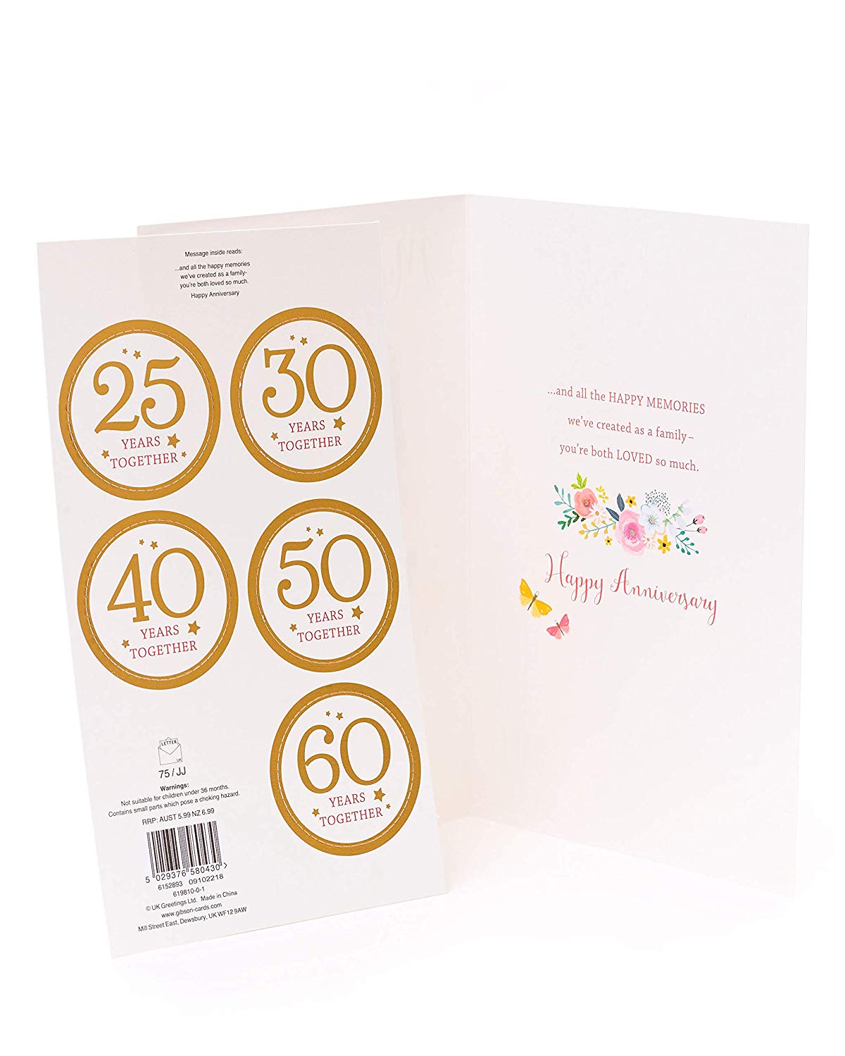 Mum And Dad Anniversary personalize 25, 30, 40, 50 and 60 Card 
