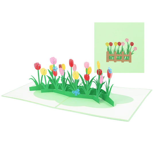 Colorful Tulip 3D Pop Up Greeting Card - Mother's Day Anniversary Birthday Get Well