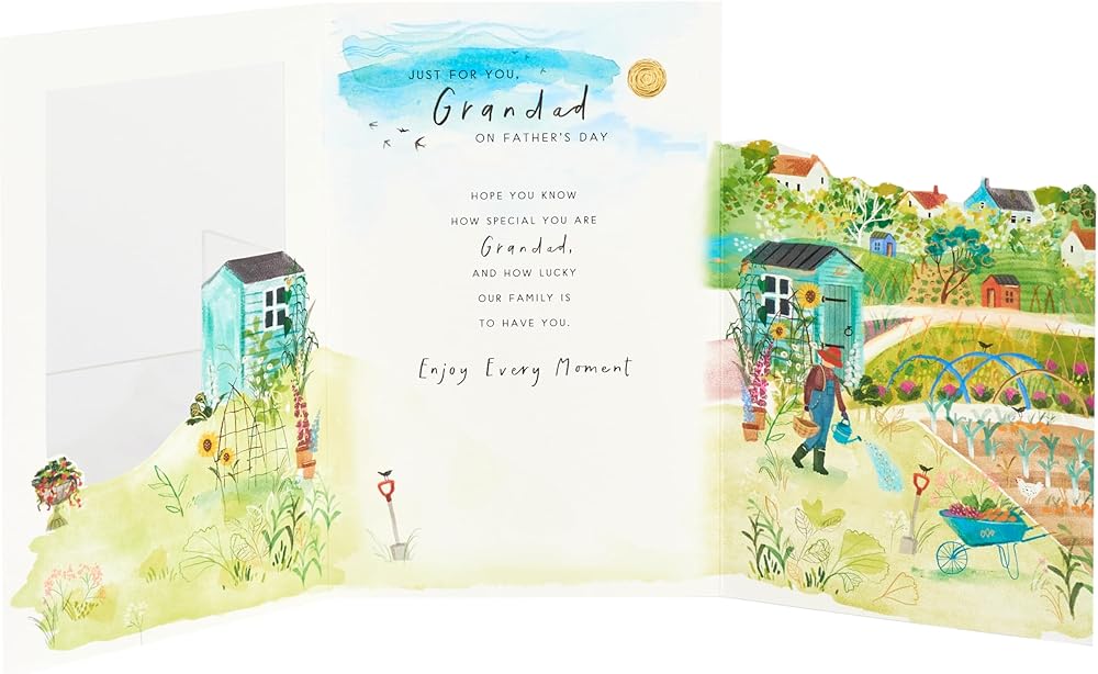 3D Garden Scene Design for Grandad Father's Day Card
