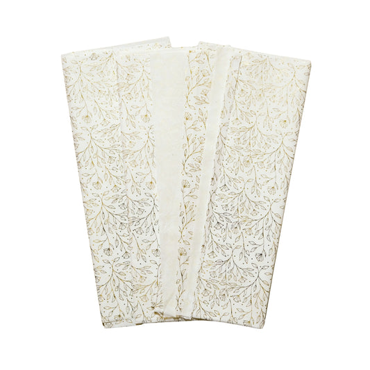 6 x Pack of 10 Flowers Garden Gold Metallic Plastic-Free 18gsm Tissue Paper Sheets 50x70cm - Patterned Tissue Paper for Xmas, New Year, Party, Wedding, Birthday Packing Present Gift Box DIY Art Crafts