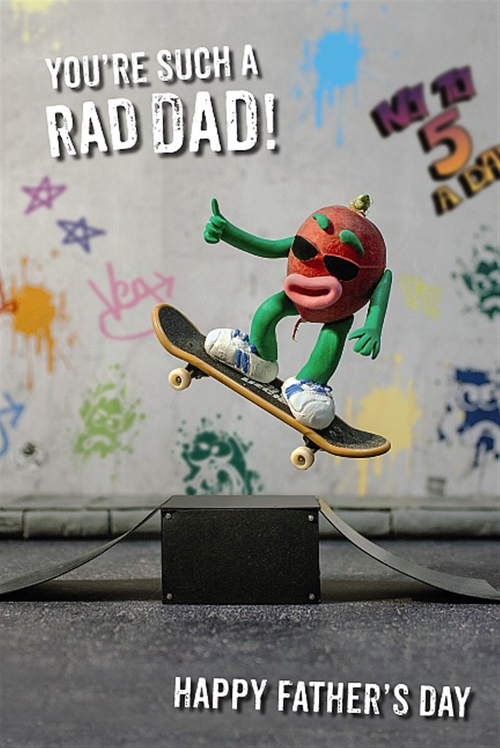 Radish On Skateboard Dad Funny Father's Day Card