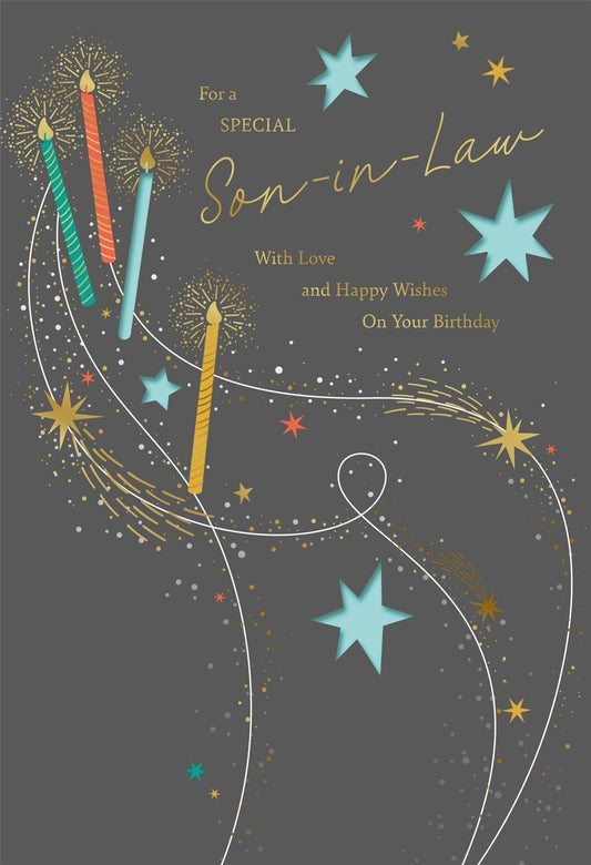 Navy and Gold Design Elegant Son in Law Birthday Card