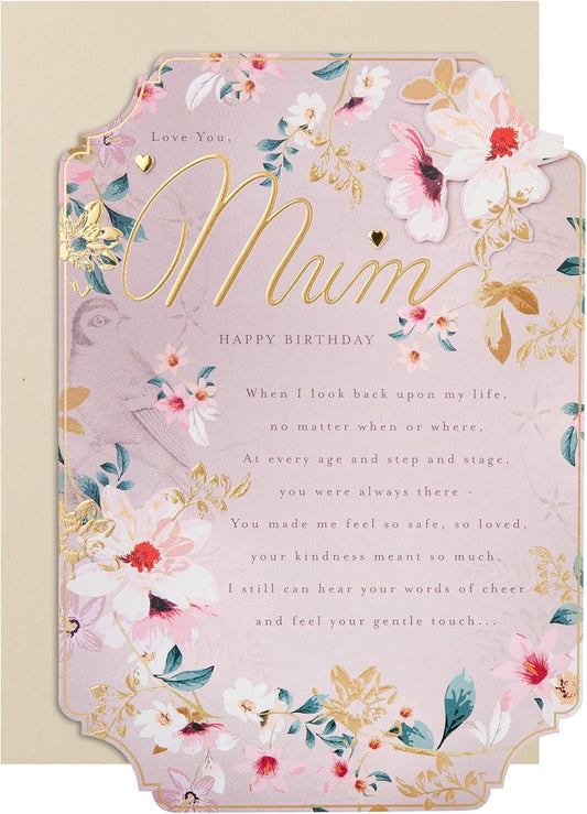 Pink Traditional Floral Design with Heartfelt Verse Mum Birthday Card