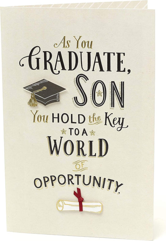 Stylish Typography Son Graduation Congratulations Card