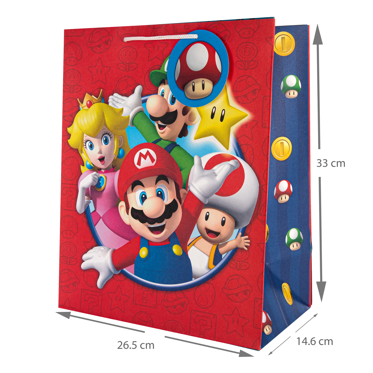 Super Mario Design Nintendo Large Gift Bag For Birthday, Christmas